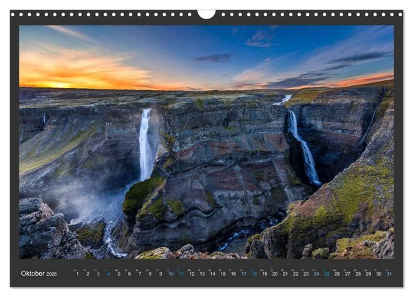 Produktbild: Island - Die sch&ouml;nsten Wasserf&auml;lle (Wandkalender 2026 DIN A3 quer), CALVENDO Monatskalender