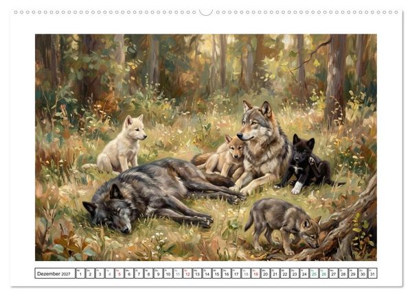 Produktbild: W&ouml;lfe - Die Alpha-Familie (hochwertiger Premium Wandkalender 2027 DIN A2 quer), Kunstdruck in Hochglanz