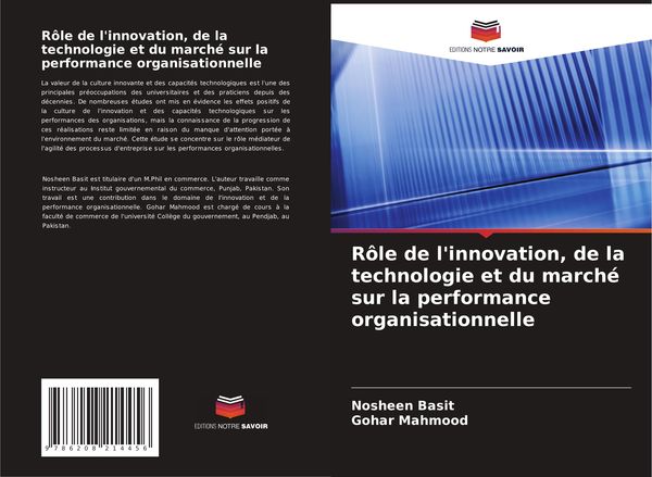 Produktbild: R&ocirc;le de l'innovation, de la technologie et du march&eacute; sur la performance organisationnelle