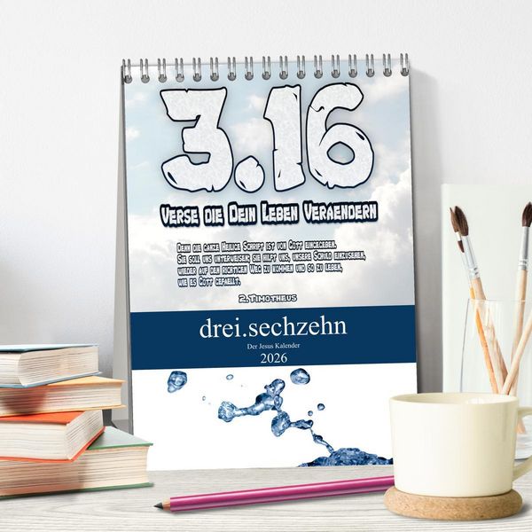 Produktbild: drei.sechzehn - Der Jesus Kalender (Tischkalender 2026 DIN A5 hoch), CALVENDO Monatskalender