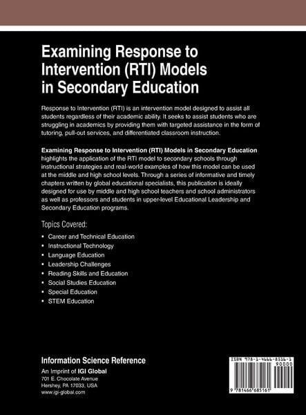 Produktbild: Examining Response to Intervention (RTI) Models in Secondary Education
