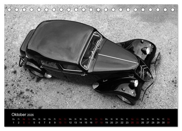 Produktbild: Citro&euml;n 11 CV Traction Avant in schwarzweiss (Tischkalender 2026 DIN A5 quer), CALVENDO Monatskalender