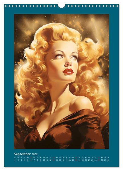 Produktbild: Glanz der Filmdiven. Art Nouveau Paintings im Poster-Stil (Wandkalender 2026 DIN A3 hoch), CALVENDO Monatskalender
