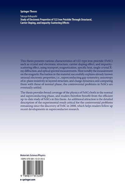 Produktbild: Study of Electronic Properties of 122 Iron Pnictide Through Structural, Carrier-Doping, and Impurity-Scattering Effects