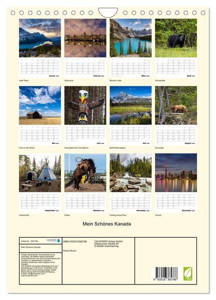 Produktbild: Mein Sch&ouml;nes Kanada (Wandkalender 2026 DIN A4 hoch), CALVENDO Monatskalender