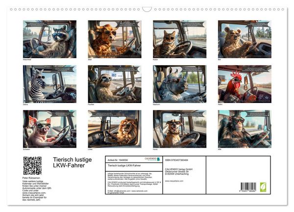 Produktbild: Tierisch lustige LKW-Fahrer (Wandkalender 2026 DIN A2 quer), CALVENDO Monatskalender