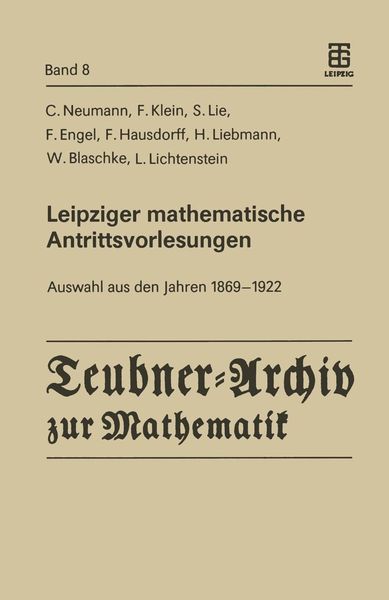 Produktbild: Leipziger mathematische Antrittsvorlesungen
