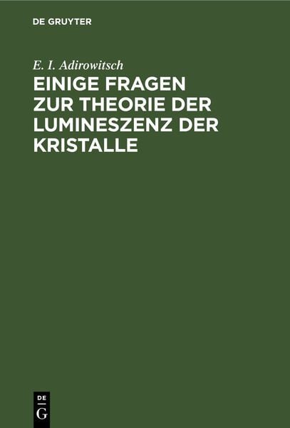Produktbild: Einige Fragen zur Theorie der Lumineszenz der Kristalle