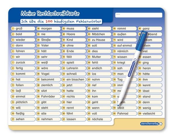 Meine Rechtschreibkarte - Ich übe die 100 häufigsten Fehlerwörter, Zubehör von Sternchenverlag GmbH,Katrin Langhans, Sternchenverlag,