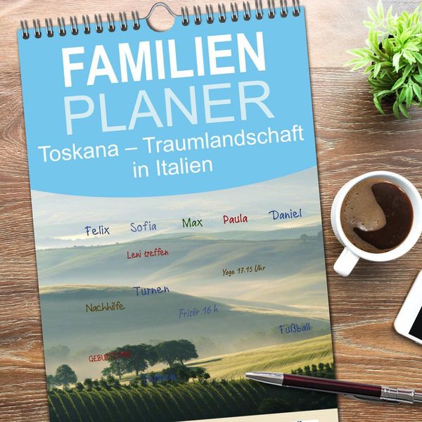 Produktbild: Familienplaner 2026 - Toskana &ndash; Traumlandschaft in Italien mit 5 Spalten (Wandkalender, 21 x 45 cm) CALVENDO