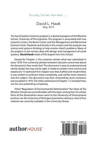 Produktbild: Too Early, Too Late, Now What?