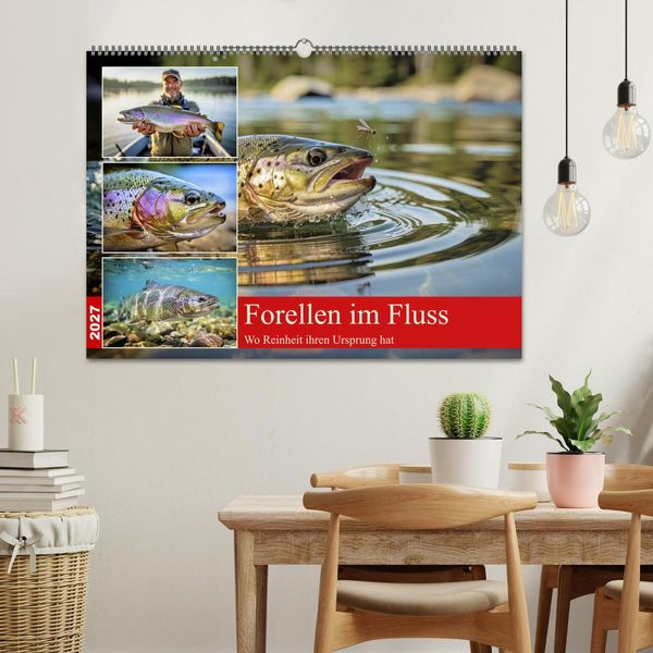 Produktbild: Forellen im Fluss (Wandkalender 2027 DIN A2 quer), CALVENDO Monatskalender