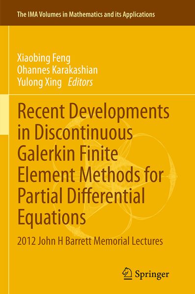 Produktbild: Recent Developments in Discontinuous Galerkin Finite Element Methods for Partial Differential Equations