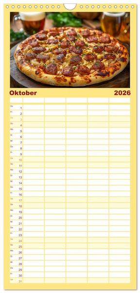 Produktbild: Familienplaner 2026 - Pizza geht immer - Zu jeder Jahreszeit mit 5 Spalten (Wandkalender, 21 x 45 cm) CALVENDO