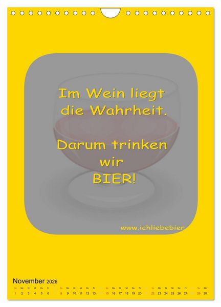 Produktbild: Ich liebe Bier (Wandkalender 2026 DIN A4 hoch), CALVENDO Monatskalender