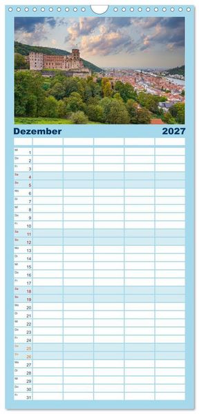 Produktbild: Familienplaner 2027 - Heidelberg Impressionen mit 5 Spalten (Wandkalender, 21 x 45 cm) CALVENDO