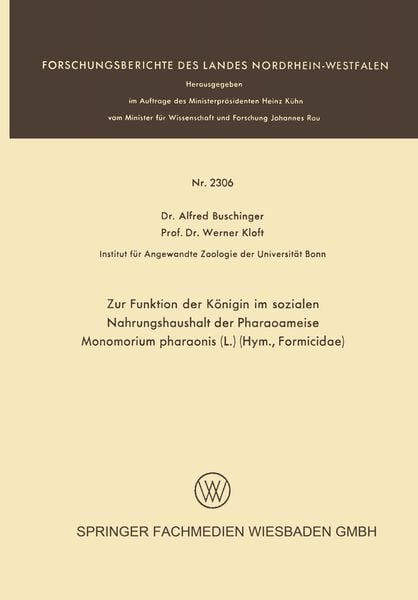 Produktbild: Zur Funktion der K&ouml;nigin im sozialen Nahrungshaushalt der Pharaoameise Monomorium pharaonis (L.) (Hym., Formicidae)