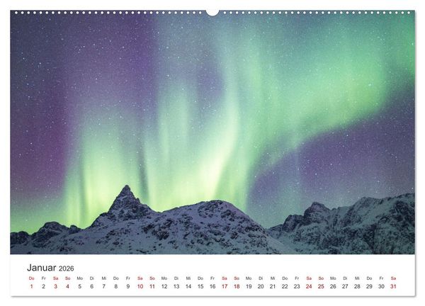 Produktbild: Polarlichter - Einzigartige Himmelsph&auml;nomene im Norden (Wandkalender 2026 DIN A2 quer), CALVENDO Monatskalender