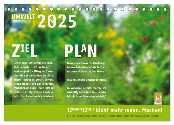 Umweltschutz. Nicht reden. Machen! (Tischkalender 2025 DIN A5 quer), CALVENDO Monatskalender