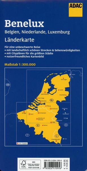 Produktbild: ADAC LänderKarte Benelux 1:300 000