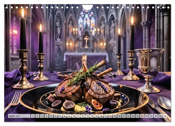 Produktbild: Schattenbankett - Gothic Fine Dining &ndash; 12 Men&uuml;s in dunkler Eleganz (Wandkalender 2027 DIN A4 quer), CALVENDO Monatskalender