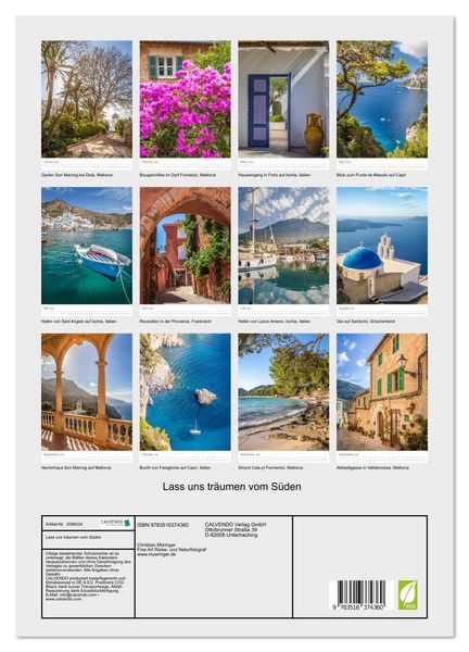 Produktbild: Lass uns tr&auml;umen vom S&uuml;den (hochwertiger Premium Wandkalender 2026 DIN A2 hoch), Kunstdruck in Hochglanz