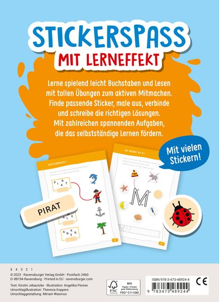 Produktbild: Mein Stickerr&auml;tselblock: Buchstaben und Lesen