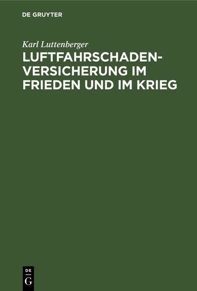 Produktbild: Luftfahrschaden-Versicherung im Frieden und im Krieg