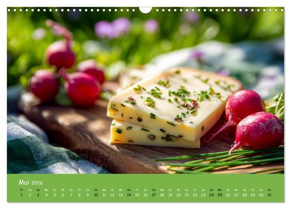 Produktbild: K&auml;sekalender - mit Gourmet K&auml;se und Platten durchs Jahr (Wandkalender 2026 DIN A3 quer), CALVENDO Monatskalender