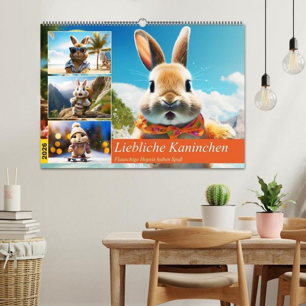 Produktbild: Liebliche Kaninchen. Flauschige Hopsis haben Spa&szlig; (Wandkalender 2026 DIN A2 quer), CALVENDO Monatskalender