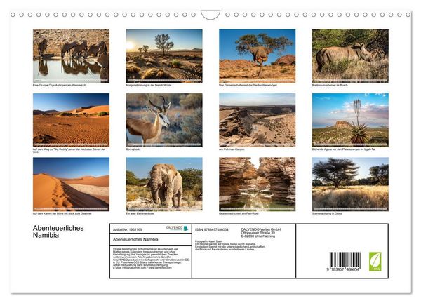 Produktbild: Abenteuerliches Namibia (Wandkalender 2026 DIN A3 quer), CALVENDO Monatskalender