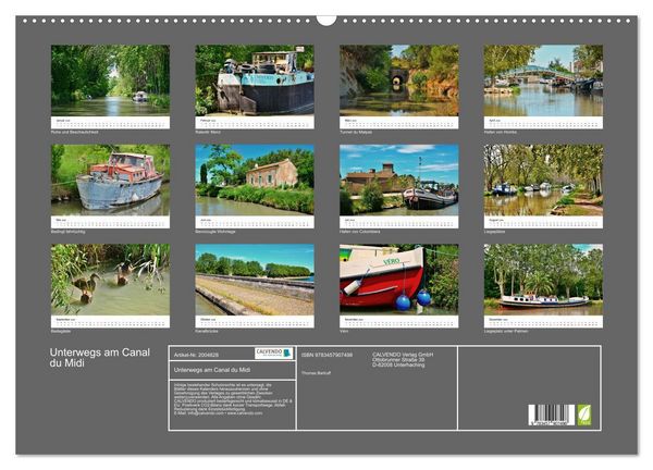 Produktbild: Unterwegs am Canal du Midi (Wandkalender 2026 DIN A2 quer), CALVENDO Monatskalender