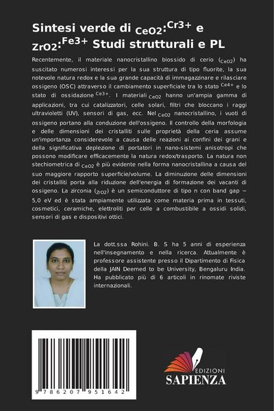 Produktbild: Sintesi verde di CeO2:Cr3+ e ZrO2:Fe3+ Studi strutturali e PL
