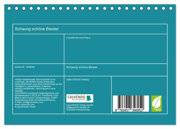 Produktbild: Schaurig sch&ouml;ne Biester (Tischkalender 2026 DIN A5 quer), CALVENDO Monatskalender