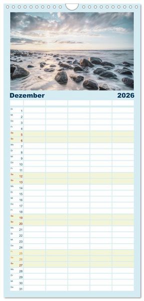 Produktbild: Familienplaner 2026 - Farben der Ostsee mit 5 Spalten (Wandkalender, 21 x 45 cm) CALVENDO