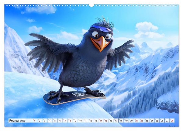 Produktbild: Abenteuer mit Cedric - Lustige Kr&auml;he auf Reisen durch die Welt (Wandkalender 2026 DIN A2 quer), CALVENDO Monatskalender