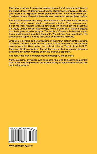 Produktbild: Determinants and Their Applications in Mathematical Physics