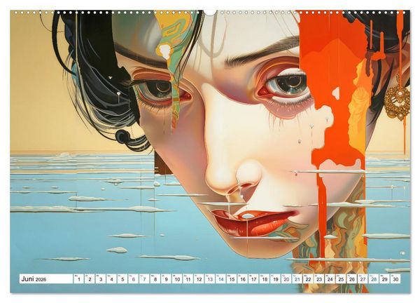 Produktbild: Surrealismus trifft asiatisch anmutende Gesichter (Wandkalender 2026 DIN A2 quer), CALVENDO Monatskalender