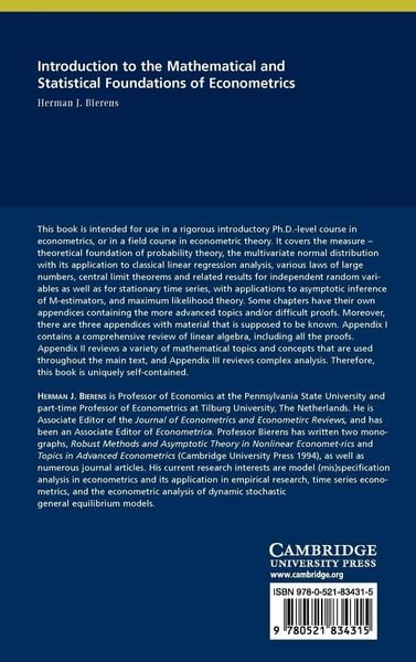 Produktbild: Introduction to the Mathematical and Statistical Foundations of Econometrics