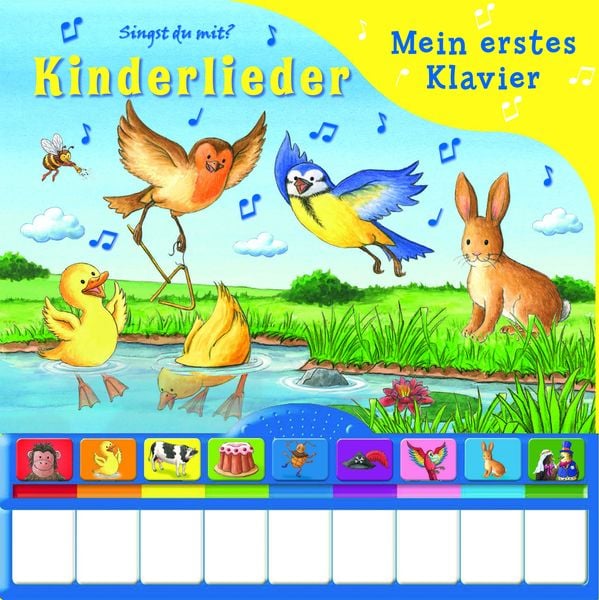 Produktbild: Kinderlieder - Mein erstes Klavier - Pappbilderbuch mit Klaviertastatur, 9 Kinderliedern und Vor- und Nachspielfunktion