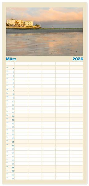 Produktbild: Familienplaner 2026 - Norderney Sehnsuchtskalender mit 5 Spalten (Wandkalender, 21 x 45 cm) CALVENDO
