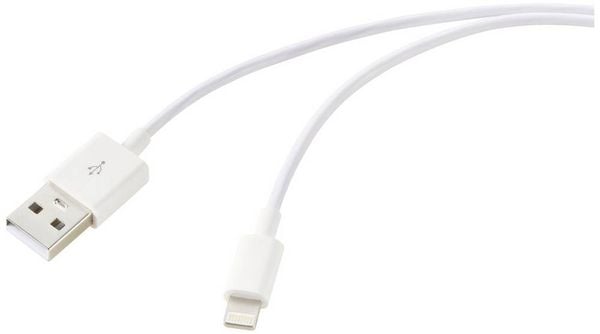 Renkforce USB-Kabel USB 2.0 USB-A Stecker, Apple Lightning Stecker 1.00 m Weiß (frosted) RF-5724084