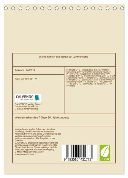 Produktbild: Werbemarken des fr&uuml;hen 20. Jahrhunderts (Tischkalender 2026 DIN A5 hoch), CALVENDO Monatskalender