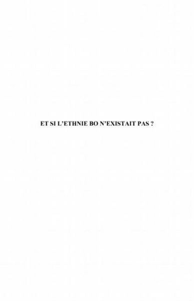 Produktbild: Et si l'ethnie Bo n'existait pas ?