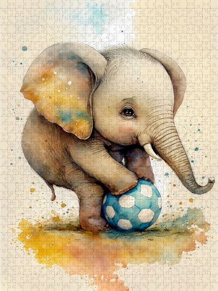 Produktbild: CALVENDO Puzzle Pfiffiger Elefant | 1000 Teile Lege-Gr&ouml;&szlig;e 64x48cm Foto-Puzzle f&uuml;r gl&uuml;ckliche Stunden