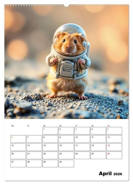 Produktbild: Space Hamster - Mit KI Hamster Astronauten im Weltall (Wandkalender 2026 DIN A2 hoch), CALVENDO Monatskalender