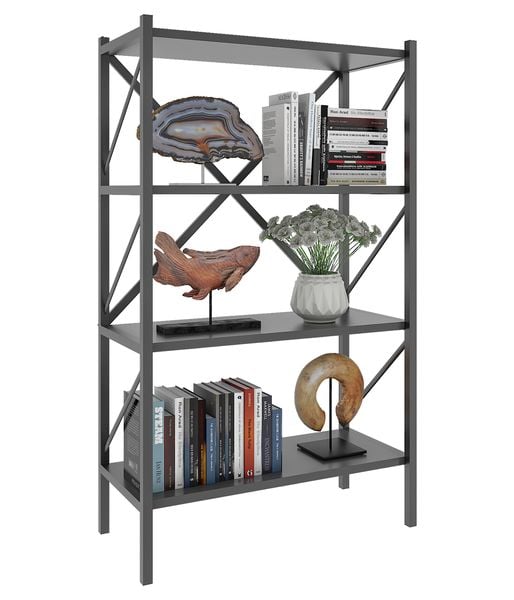 Produktbild: Holz Metall Stand Regal B&uuml;ro B&uuml;cher Insasi 4fach