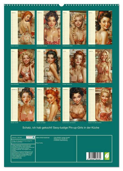 Produktbild: Schatz, ich hab gekocht! Sexy-lustige Pin-up-Girls in der K&uuml;che (hochwertiger Premium Wandkalender 2026 DIN A2 hoch), Kunstdruck in Hochglanz