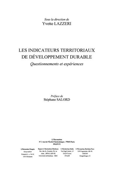 Produktbild: Indicateurs territoriaux de developpemen