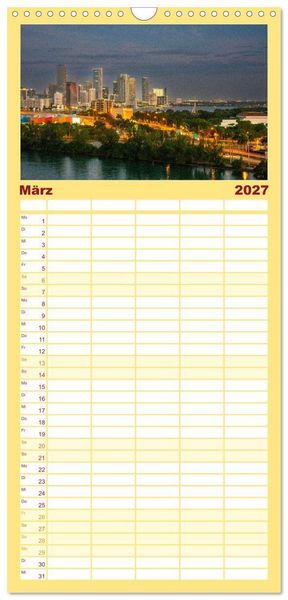 Produktbild: Familienplaner 2027 - Kunterbuntes Miami mit 5 Spalten (Wandkalender, 21 x 45 cm) CALVENDO